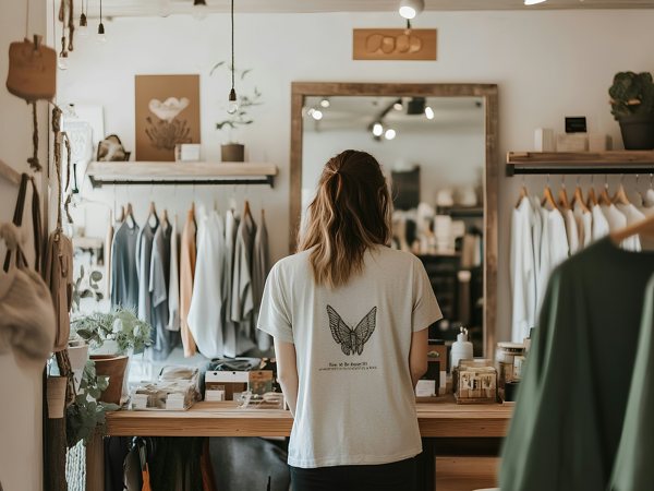 Retail associate on the shop floor of a boutique