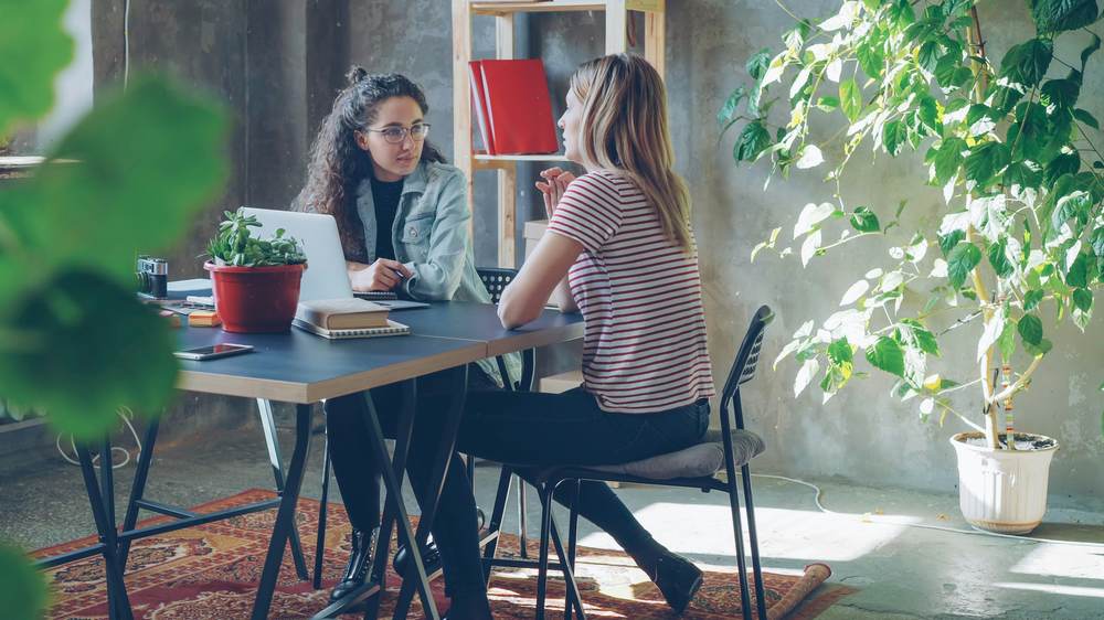 Student practising a one-to-one interview